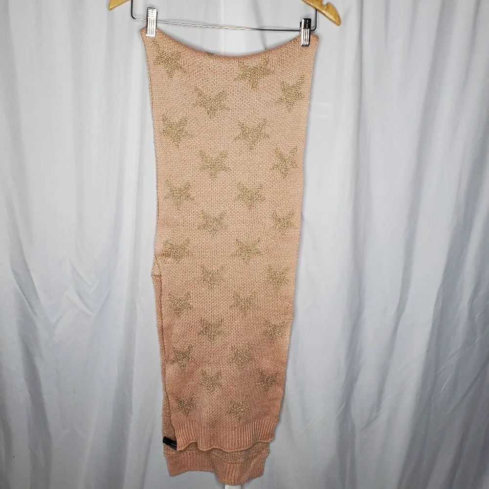 ♧ Mixit Blush Pink Knit Scarf with Rose Gold Stars One Size